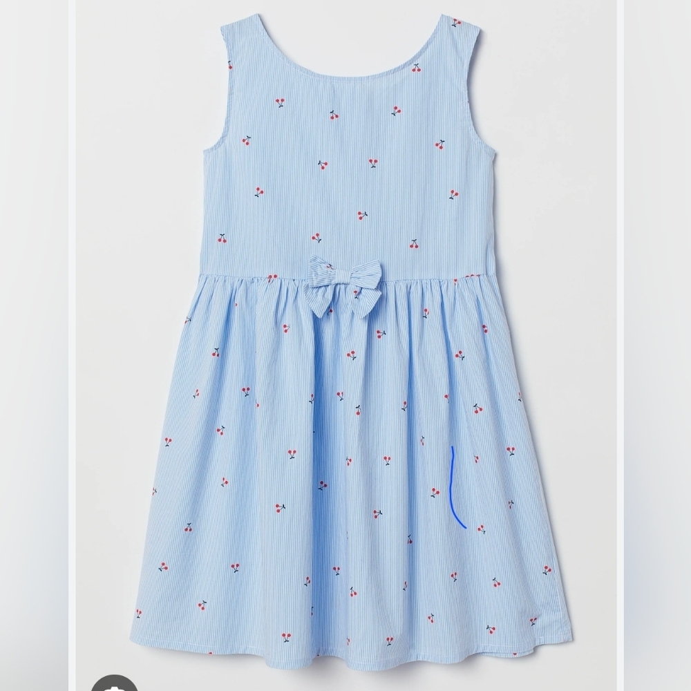 H&M | Light Blue Sleeveless Cherry Bow Dress